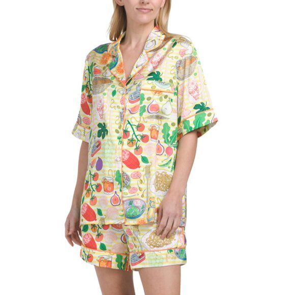 KAREN MABON Yellow Antipasti Short Pajama Set - Picture 1 of 2